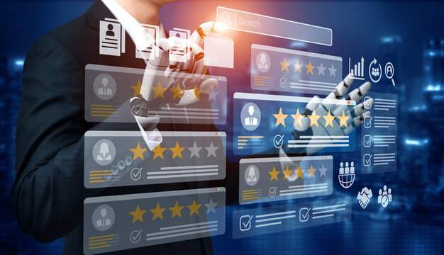 AI analyzing employee performance data, generating insights for HR to improve productivity, retention, and recruitment processes through data visualization Parse