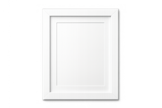 White portrait photo frame mockup with blank paper, ready for design insertion, having a transparent background