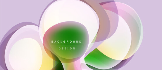 Abstract fluid shapes overlap, creating vibrant color gradients. Soft pastel hues dominate design, suggesting movement, energy.