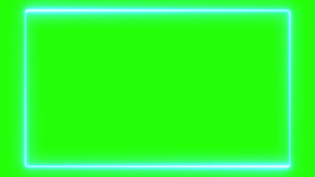 Animation of glowing neon rectangles abstract background. neon square against isolated on green screen background. Abstract glowing square neon line rectangle frame beautiful motion. 4K video