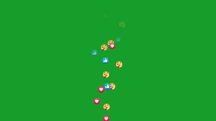 Animated stream of social media reactions against green screen background - Powered by Adobe