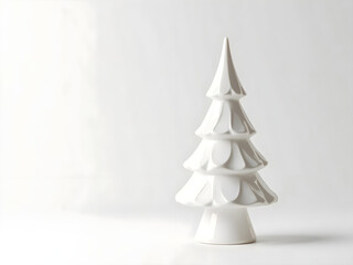 White Christmas tree figurine, isolated on white background