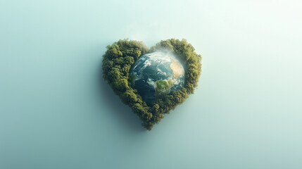 Heart-shaped earth surrounded by greenery representing International Earth Day