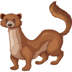 Pixel art illustration of a brown weasel with a long tail standing alert on a transparent background