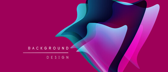 Abstract fluid shapes overlap vibrant pink background. Modern design elements create dynamic visual impact. Text reads background design.