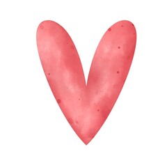 Watercolor heart in pink shades. Hand-painted romantic element isolated on white background for Valentine’s Day and love themed designs.