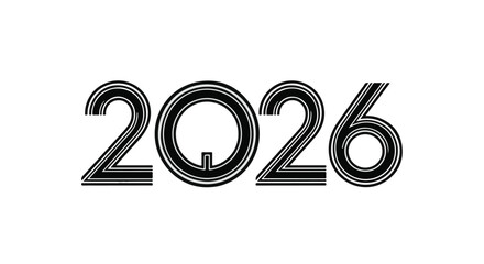 Bold metallic numerals displaying the year 2026 against a clean white background