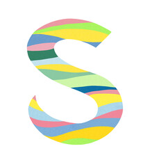 The letter S is striped. Watercolor illustration, poster.