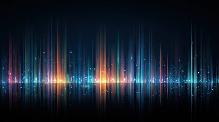 Abstract Digital Sound Wave Visualization with Blue and Orange Vertical Lines on Black Background