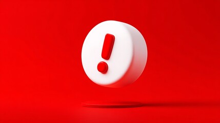 A white exclamation point is floating in the air above a red background.