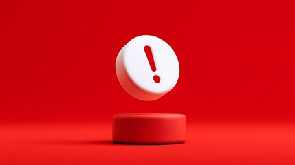 A white exclamation point is floating in the air above a red background.