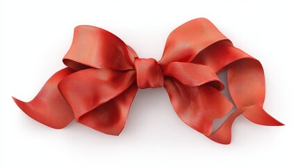 Ornate Red Bow Against White Background