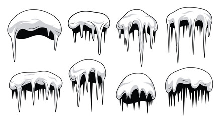 Collection of icicles in various shapes and sizes a winter illustration © Dlstudio11