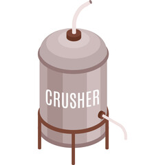Pixel Art Industrial Crusher Machine With Pipes On Transparent Background