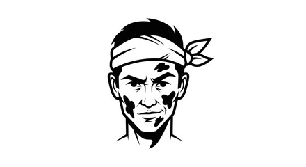 Intense gaze of a determined individual with war paint.