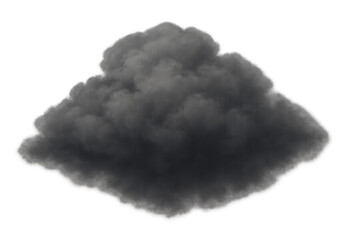 Dark storm cloud or smoke plume on transparent background indicating danger, pollution, bad weather, or climate change