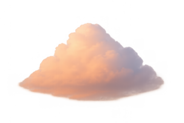 Cloud formation showing warm sunset light and soft texture, creating a dreamlike atmospheric element with transparent background