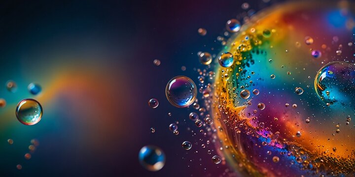 colorfull Water Bubble drops splash with glowing colorful light effects