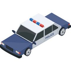 Pixel Art Police Car With Blue And Red Flashing Lights On A Transparent Background © Fatih