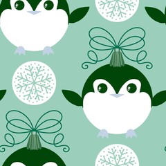 Christmas animals seamless penguin pattern for wrapping paper and fabrics and kids print