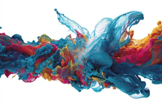 Abstract Colorful Explosion in White Space with Pixelated Texture and Dynamic Composition