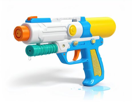 Colorful water gun toy, isolated on white background