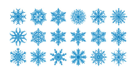 Collection of Intricate Blue Snowflake Designs for Winter.