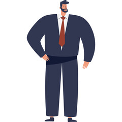 Modern Business Man Standing Confidently In A Dark Blue Suit With A Red Tie And White Shirt Isolated On A White Background With A Transparent Background