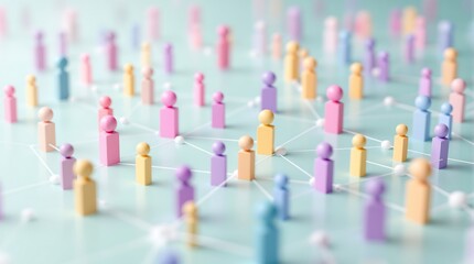 Colorful People Icons Connected in Social Network Concept