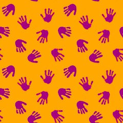Handprint seamless team work pattern for school and kids and wrapping paper and notebooks and clothes print