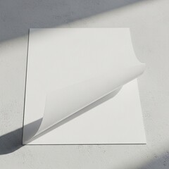 Minimalist Blank White Paper with Soft Shadows and Curled Corner