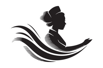 Elegant silhouette of a woman in traditional japanese attire