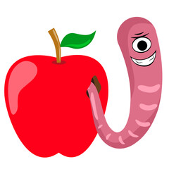 Illustration of a worm in an apple