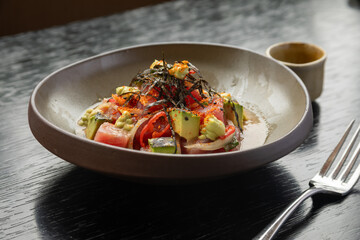 traditional Peruvian food, Nikkei tuna ceviche
