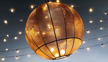 Warm Globe String Lights Top Border Transparent 3D Render