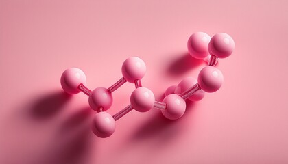 Abstract Representation Of A Pink Benzene Molecule Structure With A Soft Shadow On A Light Pink Background
