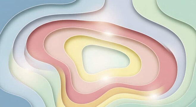 Layered abstract background with pastel colors and a central white space for design projects