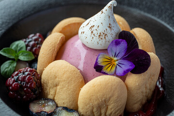 Charlotte dessert with blueberries