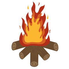 Illustration of a Burning Campfire With Logs