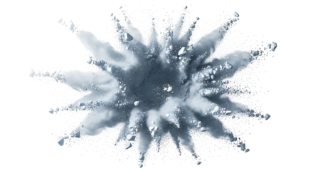 Explosion of blue powder isolated on transparent background