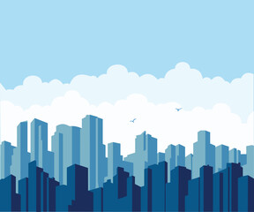 Naklejka premium view of city buildings on a sunny day