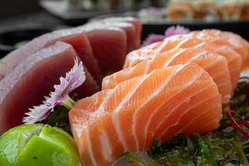 Variety of sushi, sashimi