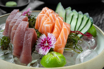 Variety of sushi, sashimi