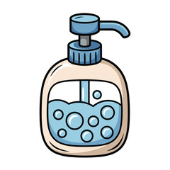 Obraz premium Illustration of a liquid soap dispenser with bubbles, isolated on