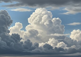 Dramatic cloud formation in blue sky displaying weather phenomena