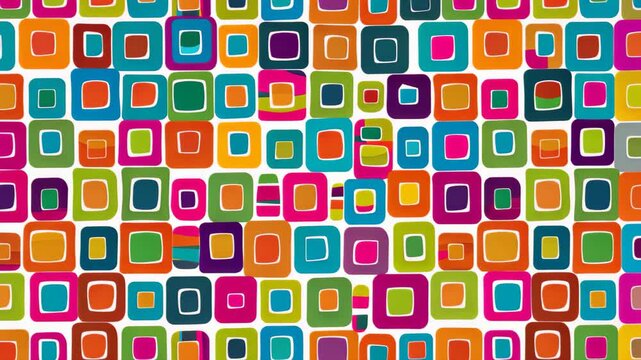 Geometric Color Harmony: A vibrant pattern of colorful squares and rectangles creates a joyful visual symphony.