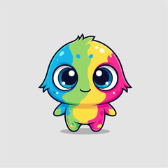 Cute Rainbow Monster Character Illustration