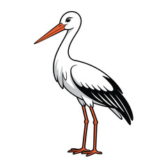 Fototapeta premium Illustration of a stork isolated on, showcasing its long legs, beak, and elegant posture, perfect for educational materials or naturethemed designs
