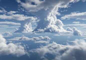 Dramatic cloud formations against a brilliant blue sky depicting an aerial perspective