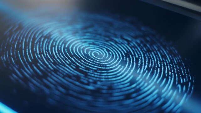 Fingerprint security: Digital fingerprint identification offers a secure, innovative solution, highlighting the intricate details of a human fingerprint.